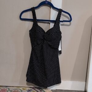 Stylish Black Polka Dot One-Piece Swimsuit